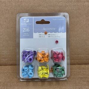 Westrim Crafts Bright Accents Eyelets Brads 216pc 6 colors 2008 NEW